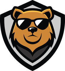  bear head mascot with shield 