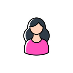 A woman wearing casual clothes, such as a T-shirt or sweater, with a relaxed and friendly facial expression. This icon would appeal to lifestyle or social media applications.