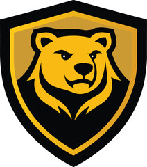 bear head mascot with shield 