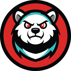 Panda bear head mascot with shield 