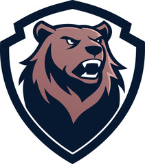 bear head mascot with shield 