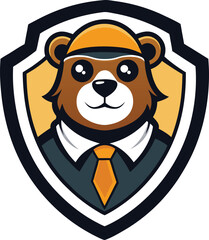 plumber Bear Mascoat logo with shield