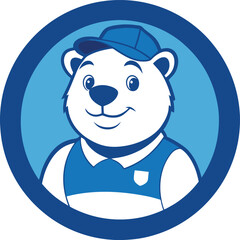 plumber Bear Mascoat logo with round shape