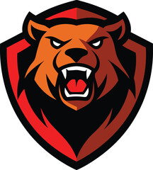 Bear Mascoat logo with a shield 