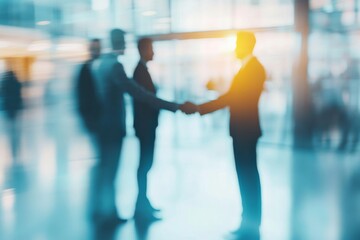 A business handshake in an office symbolizes agreement and ambition, where professionals collaborate to achieve common goals, fostering trust, connections, and future opportunities