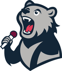 Bear Mascoat logo with singing