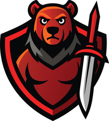 Bear Mascoat logo with shield 