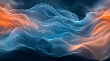 Obraz premium Dynamic flow, abstract blue and orange wave on gradient background design for modern creative projects