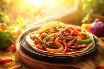 Sizzling Chicken Fajitas with Grilled Peppers, Onions, and Warm Tortillas