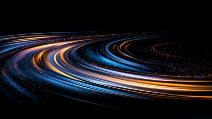 Mesmerizing light swirl on black background, dynamic abstract design for digital art and modern visual projects