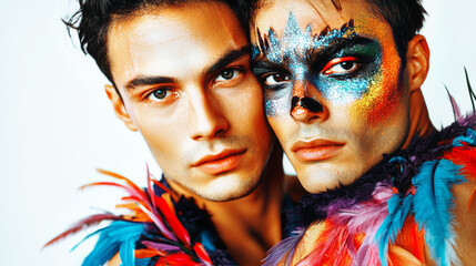 Obraz premium Two gays with fashion make up.