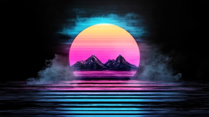 Breathtaking sunset panorama, golden light illuminating majestic mountain peaks and a vibrant sky