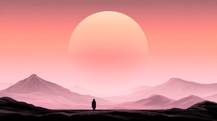 Majestic sunrise, man conquers mountain peak, witnessing breathtaking nature's beauty and inspirational journey