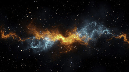 Obraz premium Luminous Abstract Particles Background : Vibrant cosmic nebula with orange and turquoise hues