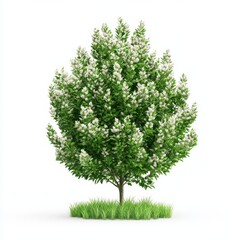 Obraz premium A vibrant flowering tree with lush green leaves and blooms.