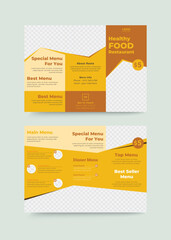 Restaurant trifold brochure design, Fast food menu template