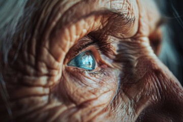 Eye Old. Close-up Portrait of a Senior Woman Looking with a Wrinkled Face