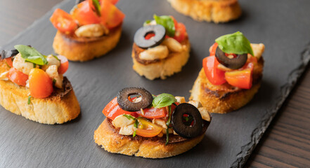 Caprese bruschetta, a delicious Italian finger food appetizer