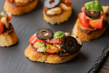 Caprese bruschetta, a delicious Italian finger food appetizer