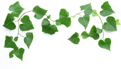 beautiful arrangement of green ivy leaves on white background, showcasing their vibrant color and unique shapes. Perfect for nature themed designs