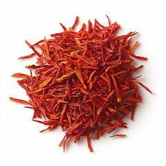 Fototapeta premium A vibrant pile of saffron threads, known for their rich flavor and vibrant color, often used in cooking and traditional medicine.