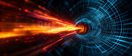 Obraz premium Infinite Geometric Tunnels Illuminated by Flowing Light