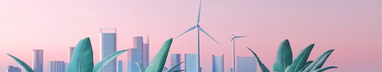 Vibrant 3D Animated Scene for World Environment Protection Day: Showcasing Renewable Energy in a Futuristic Setting Inspired by Nature and Technology, Emphasizing Sustainability and Environmental Awar