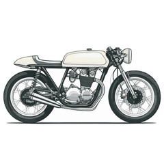 Classic Cafe Racer Motorcycle Illustration