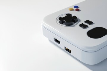 Minimalist 3D Render of a Classic White Gaming Console for Digital Design