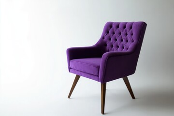 Obraz premium Elegant Purple Armchair with Tufted Backrest for Modern Interior Design