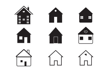 House symbol. House set icon. Home flat icon set vector illustration
