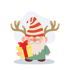 Charming cartoon Christmas gnome illustration. Holiday Cartoon Gnome for Christmas
