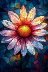 Obraz premium Vibrant flower blooms in kaleidoscopic colors captivating viewers with its geometric beauty and natural elegance celebrating the wonders of nature through artistic expression