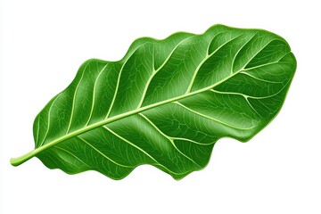 Obraz premium Vibrant green leaf showcasing intricate veining and texture.