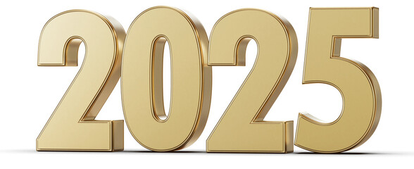 2025 New Year Gold 3D Number