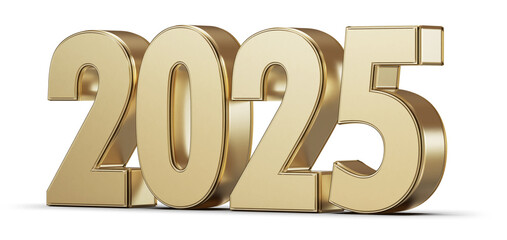 2025 New Year Gold 3D Number