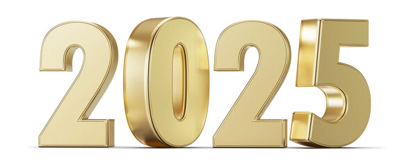 2025 New Year Gold 3D Number