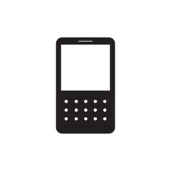 Smartphone vector icon for background graphic design. Modern black vector illustration of mobile gadget in flat style. Phone display with white screen isolated on white background.