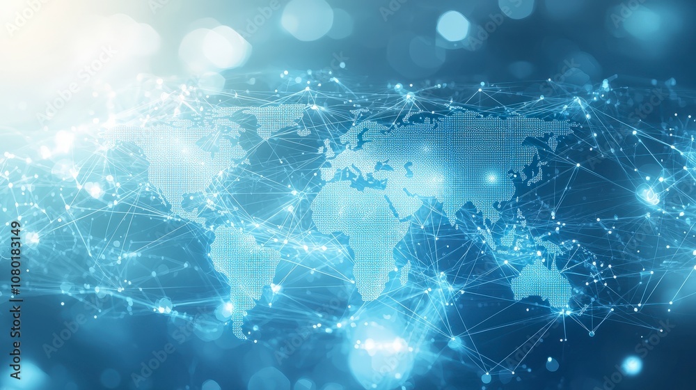 Canvas Prints this image depicts a world map with glowing digital connections, representing global communication n