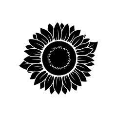 Sunflower Silhouette Vector Illustration White Background