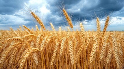 Fototapeta premium Golden Wheat Field Under a Dramatic Sky