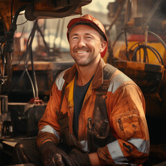 a man in a work suit works in an oil production company