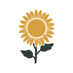 Sunflower Silhouette Vector Illustration White Background