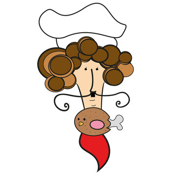 Cute Funny Chef with fried chicken thigh tie