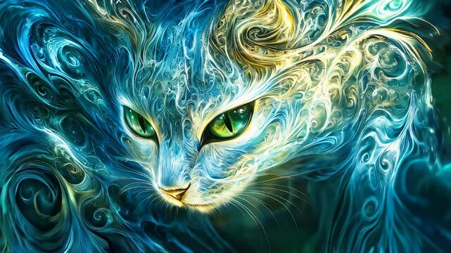 Beautiful fantasy stylized cat portrait