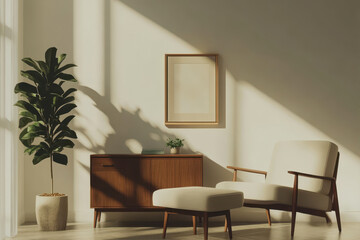 A Cozy Mid-Century Modern Interior With Elegant Retro Furnishings and Soft Morning Light