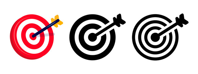 Success color icon. Target symbol. Strategy sign. Goal pictogram. Dartboard illustration.