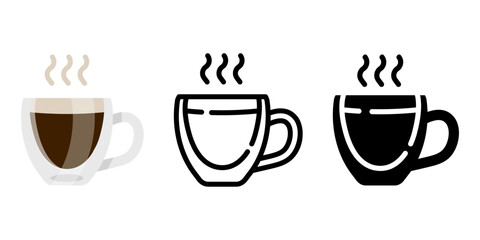 Obraz premium Espresso mug color icon. Caffeine sign. Cup of hot coffee symbol. Black coffee illustration. Beverage pictogram.