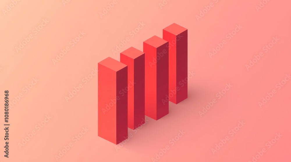 Poster a minimalist graphic of ascending red bars representing growth or progress.