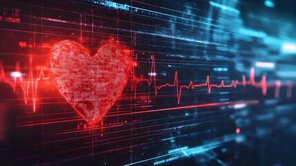 Heart rate monitor displaying heartbeat on a digital screen.